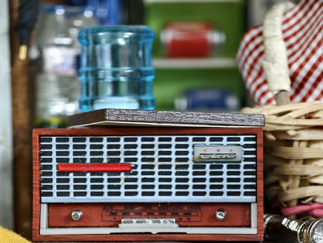Vintage radio in a village shop