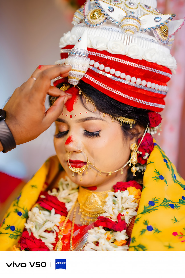 The moment that sealed our forever – a touch of sindoor, a promise for life.❤️