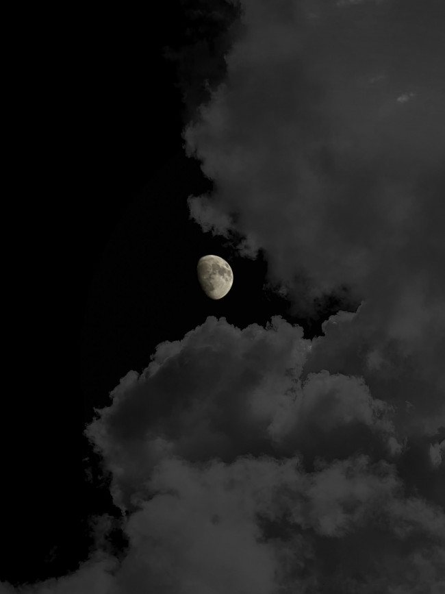 Moon playing hide & seek.